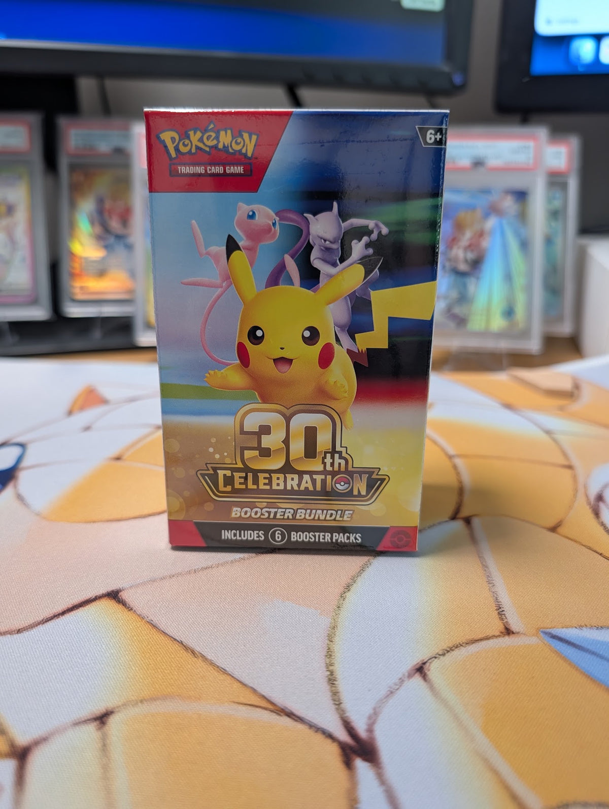 Front of sealed Pokémon TCG 30th Celebration Booster Bundle with six packs