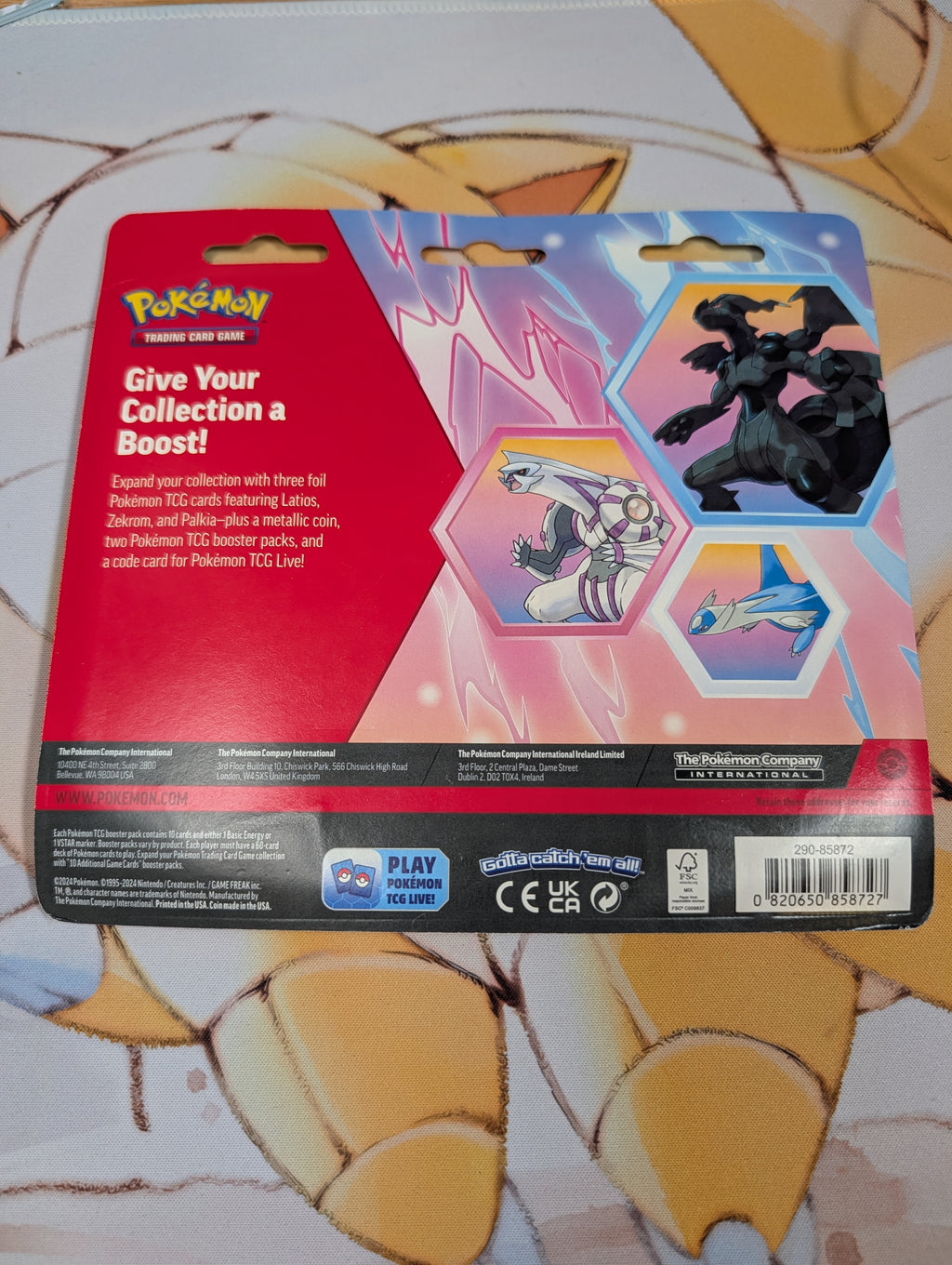 Pokémon TCG: Enhanced 2-Pack Blister — Latios, Zekrom & Palkia — back packaging