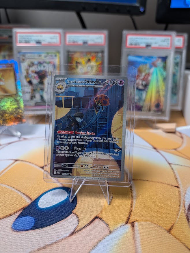 Front of the exact Team Rocket's Orbeetle 198/182 English card — Near Mint